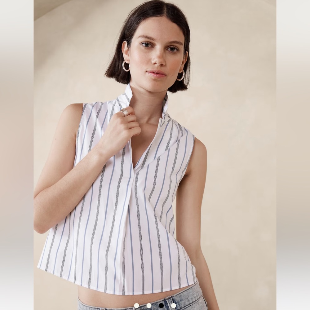 Banana Republic Factory White Sleeveless Crop Blouse